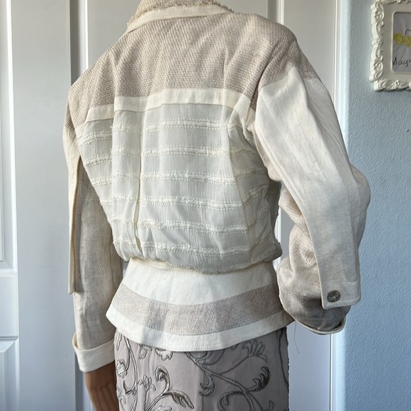 vtg 90s IIF $198 deadstock ivory cream AVANT GARDE blazer jacket S lined - Picture 9 of 13